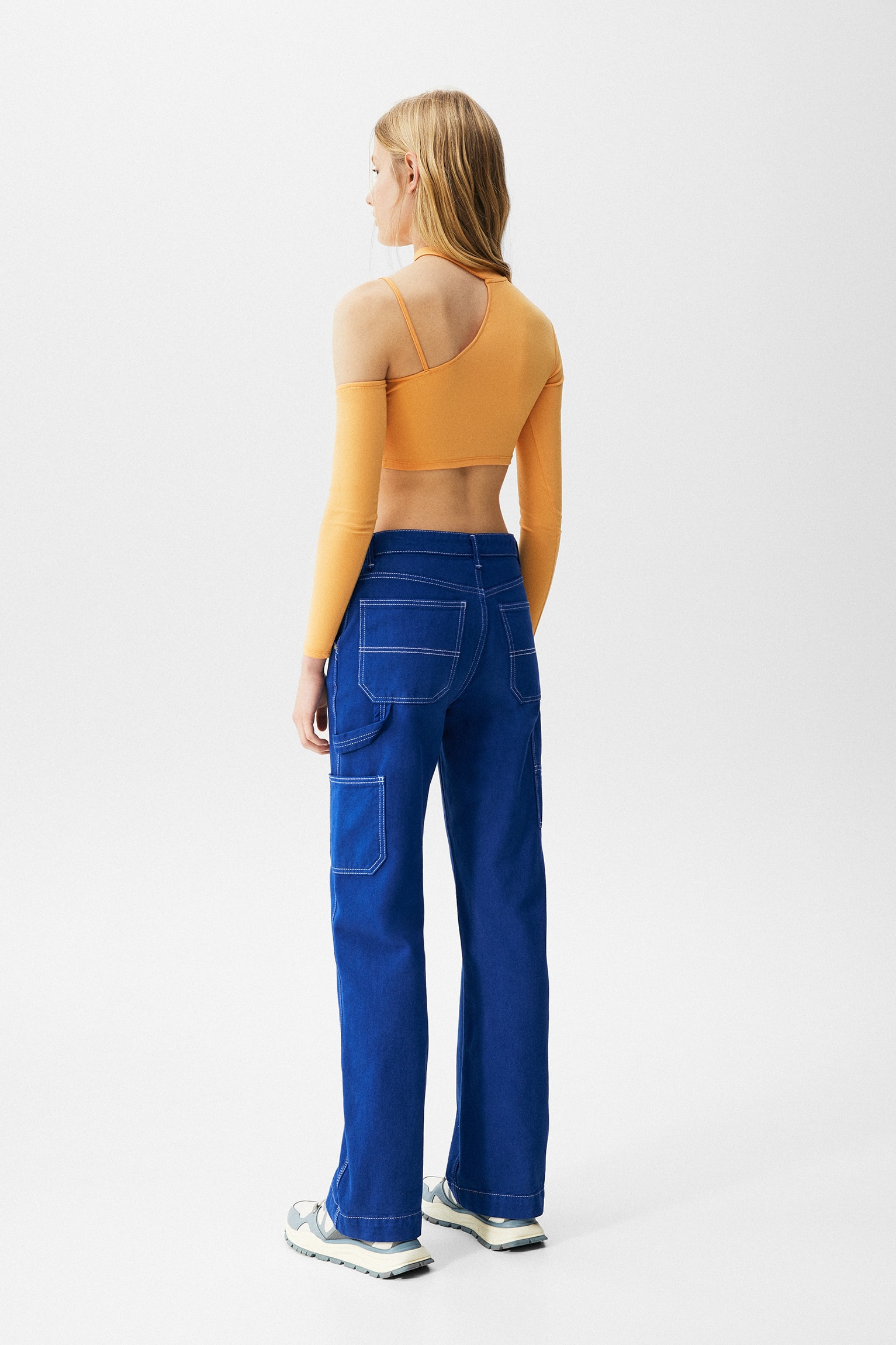 asym3 Asymmetric Long Sleeve Top With High Neck