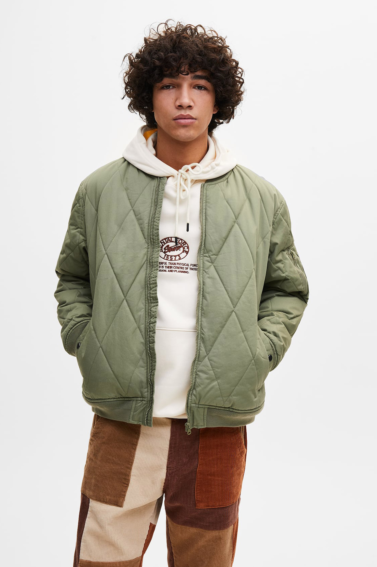bomber1-1 Quilted Bomber Jacket With Ribbed Trims