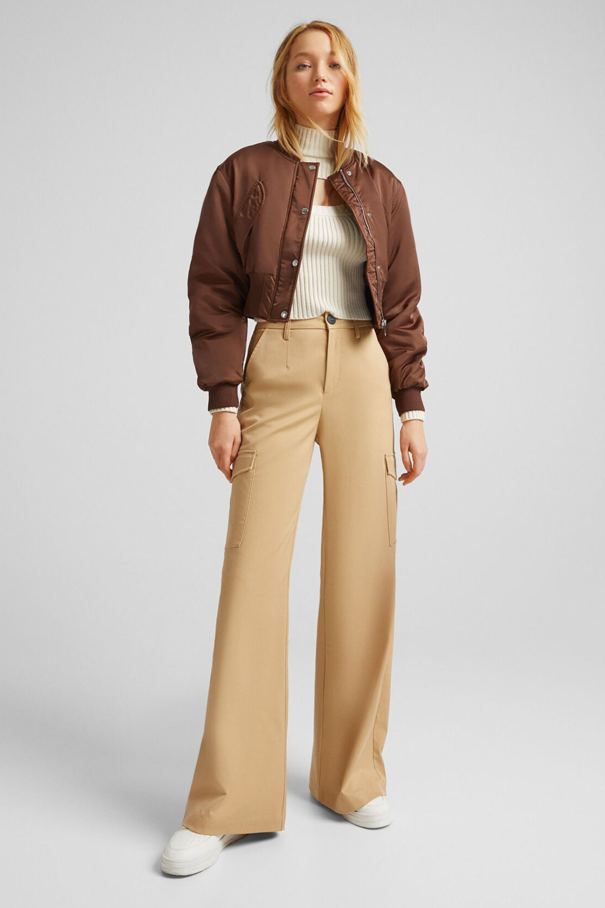 bomber4 Cropped Satin Bomber Jacket