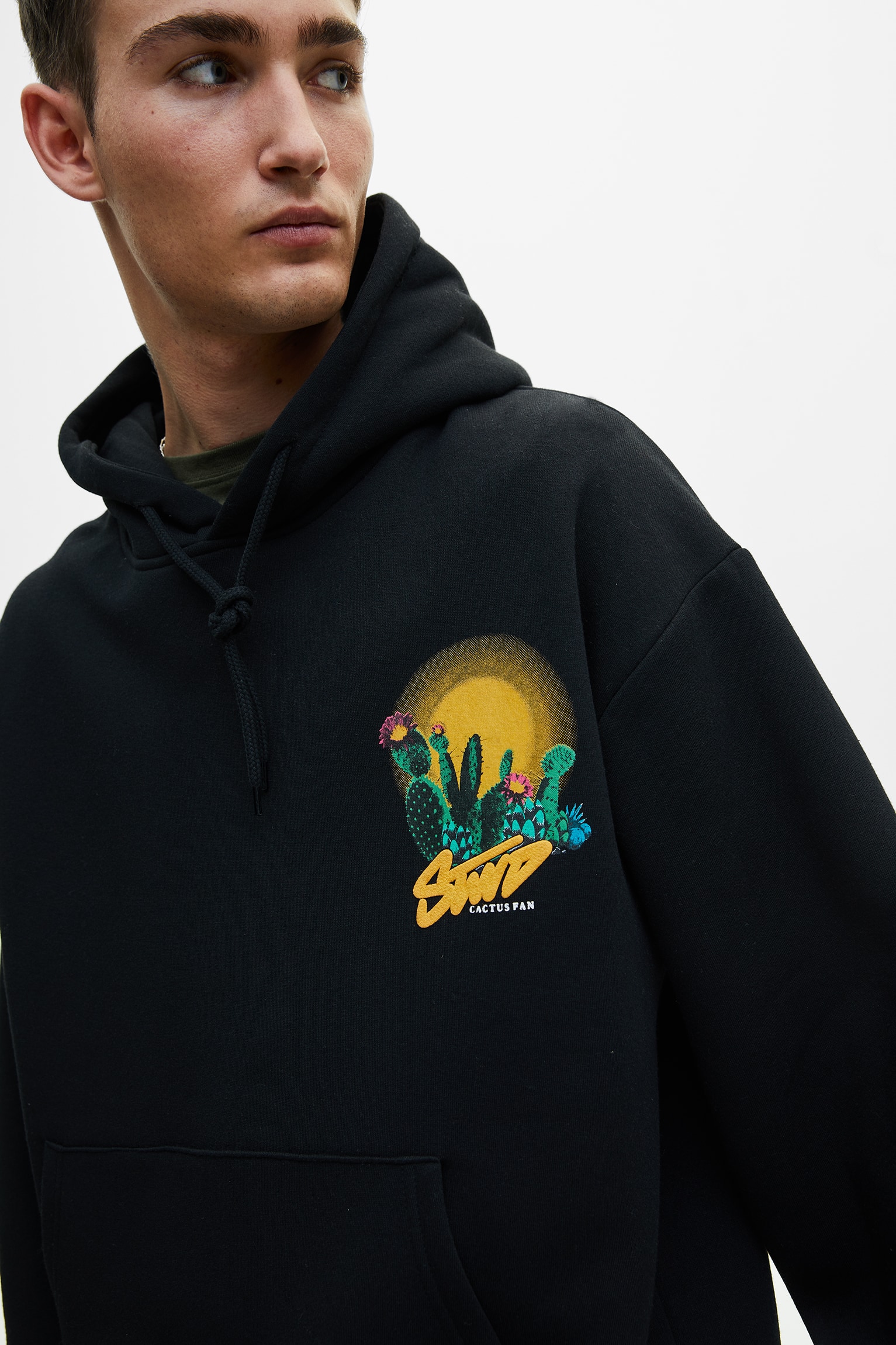 hoodie3 Black Hoodie With Contrast Graphic