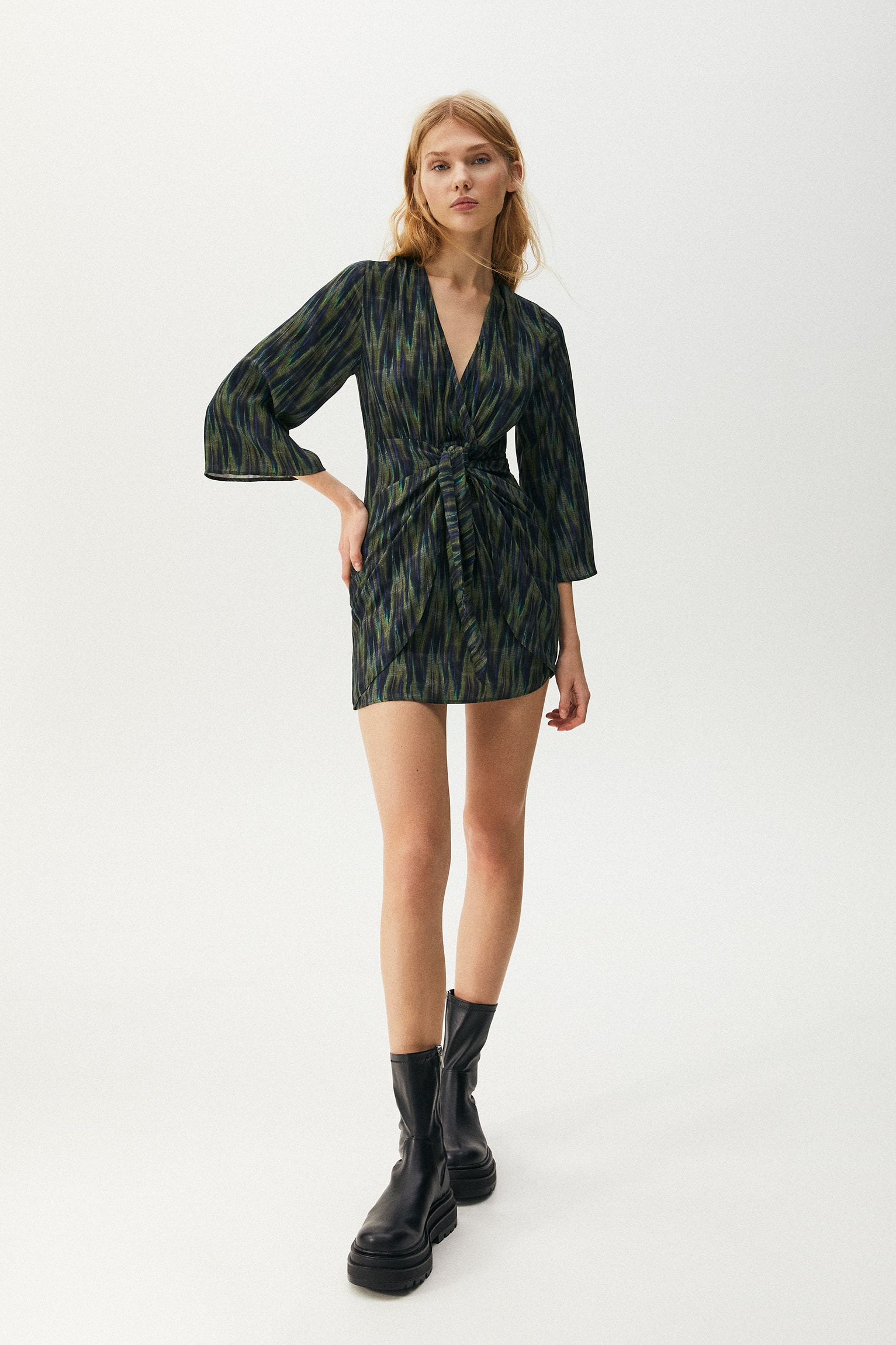 knotted4 Short Dress With Knotted Skirt