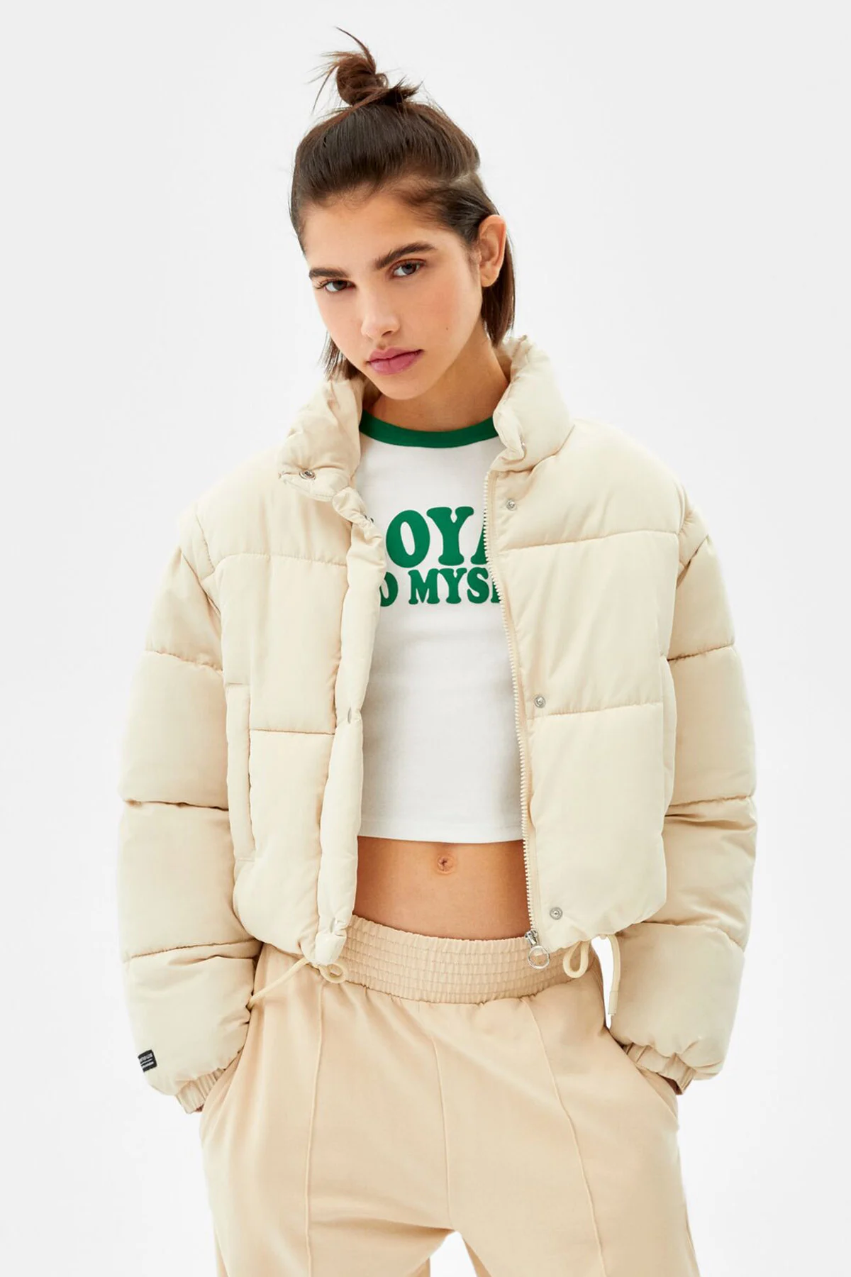 nylon1 Short Nylon-Effect Puffer Jacket
