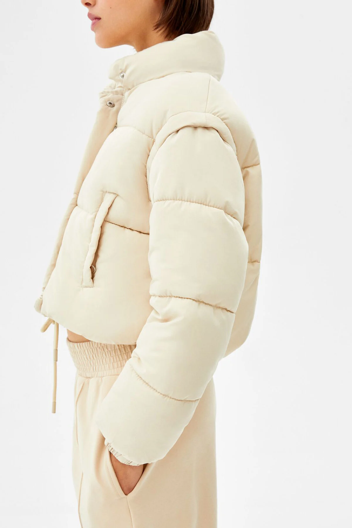 nylon3 Short Nylon-Effect Puffer Jacket