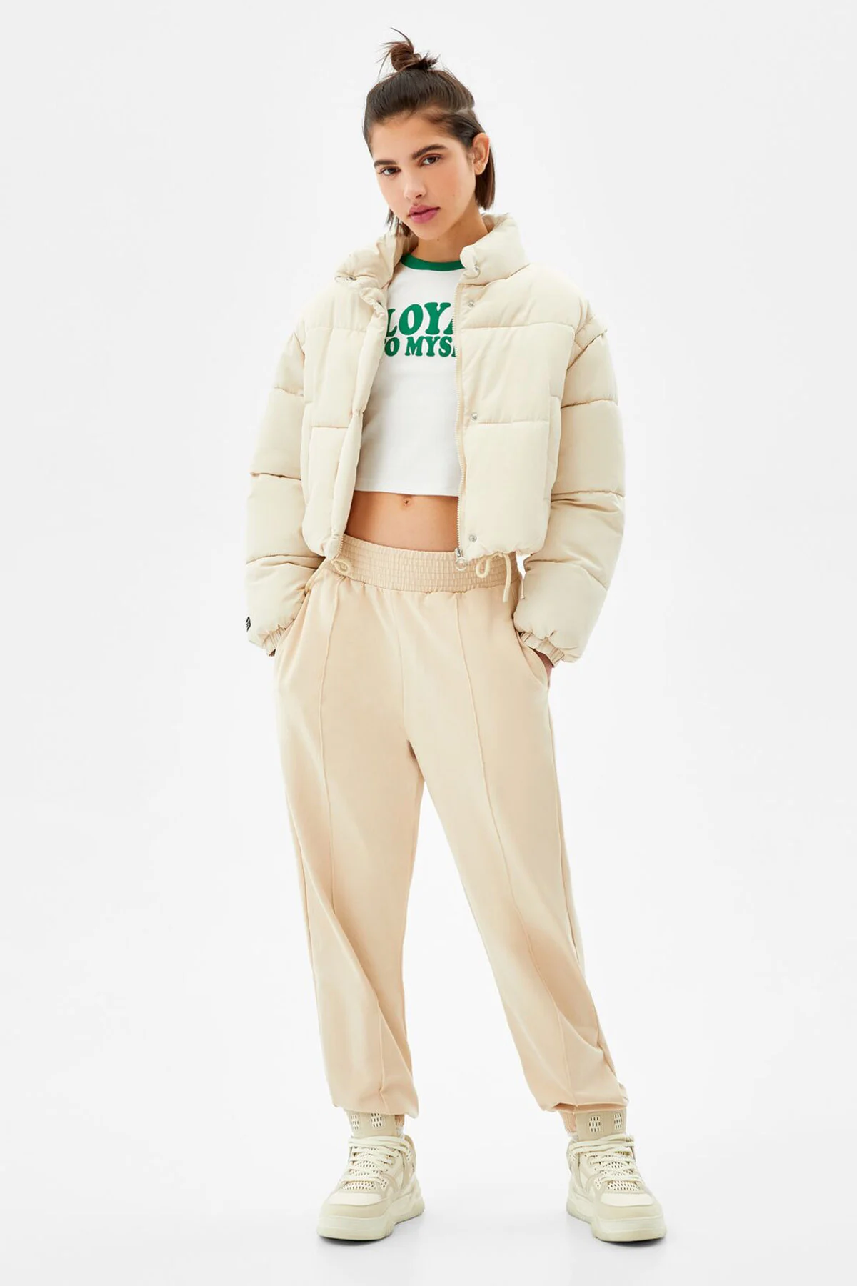 nylon4 Short Nylon-Effect Puffer Jacket