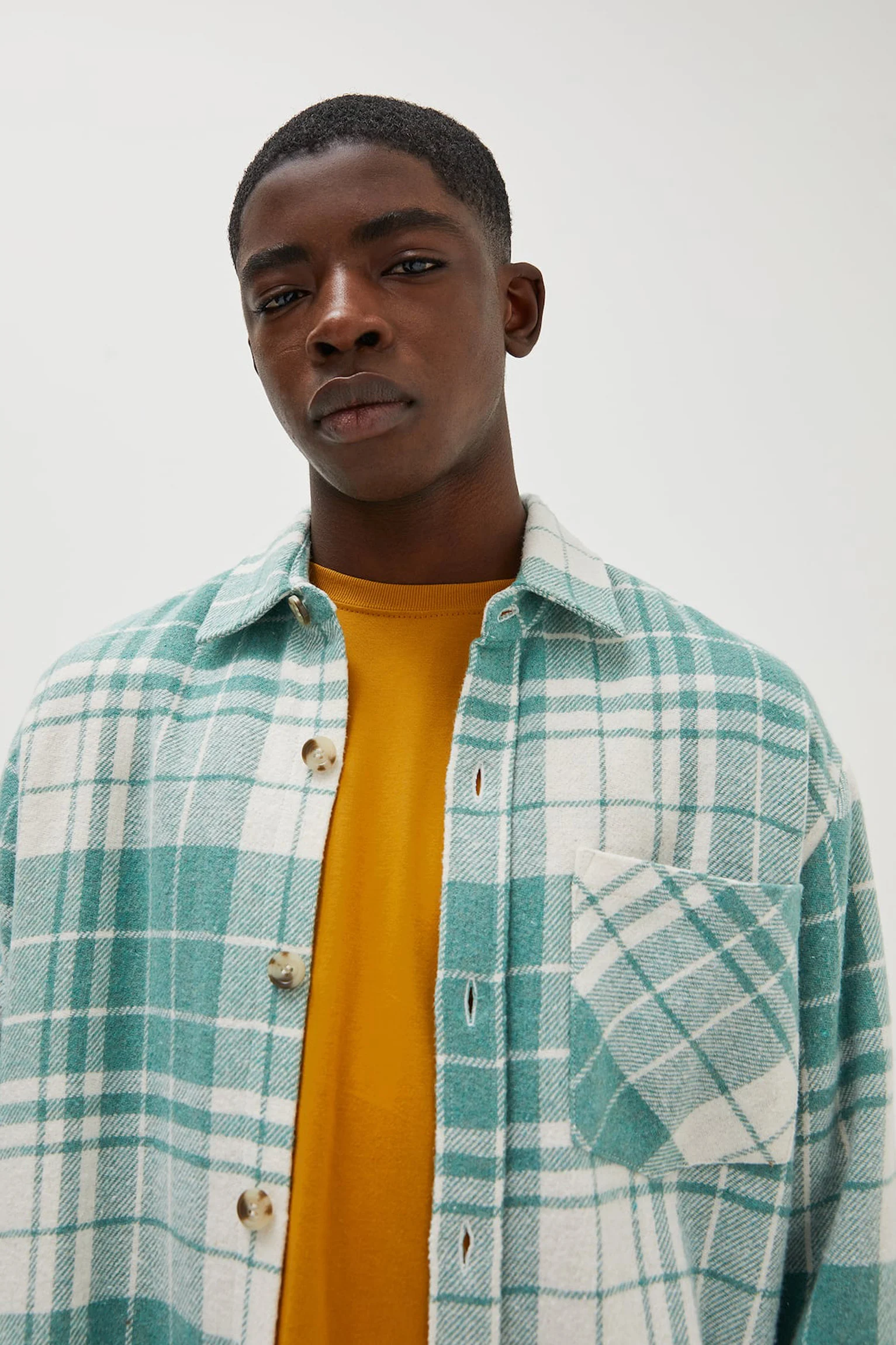 overshirt3 Check Overshirt With Pocket Detail