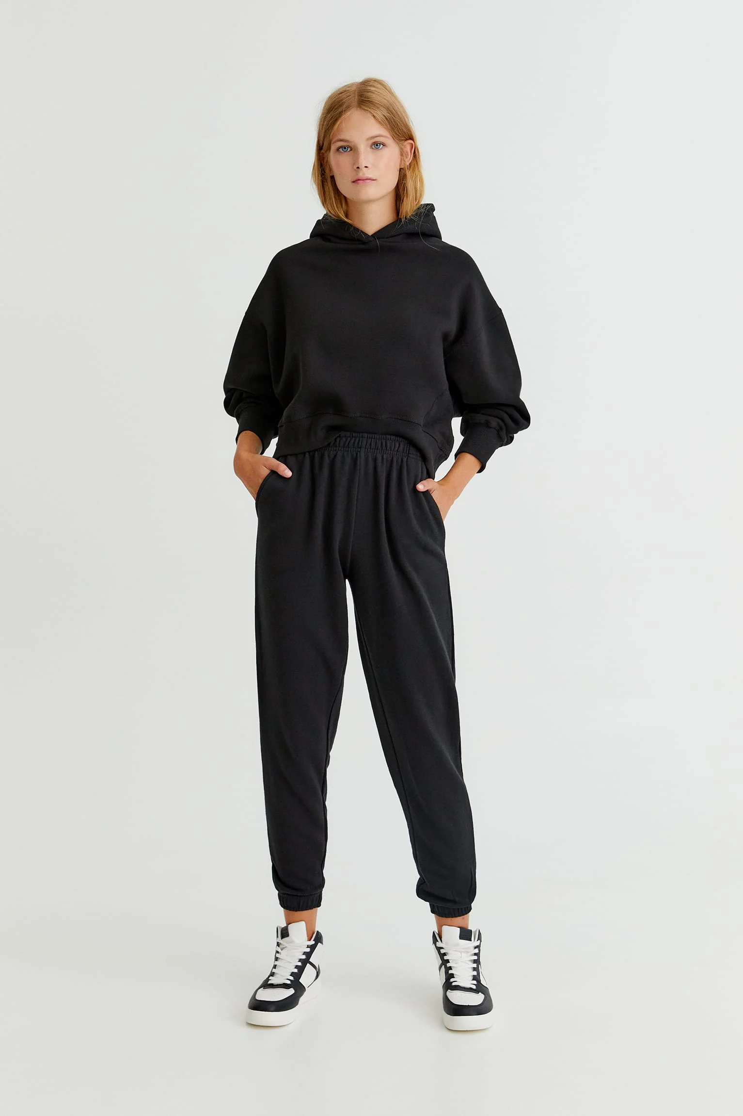 pants1 Basic Colored Sweatpants With Elastic Hems